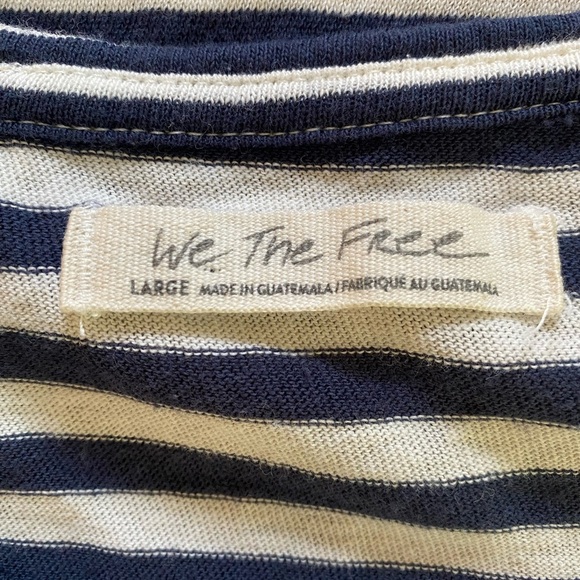 Free People We The Free Angel Striped Asymmetrical Tee Size Large - Picture 9 of 14